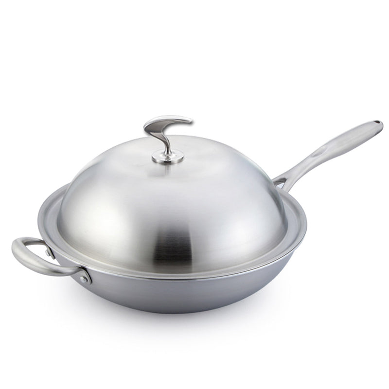 18/10 Stainless Steel Fry Pan 36cm Non-Stick Skillet with Lid Dishwasher Safe