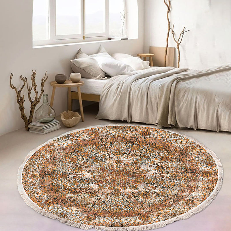 2X 120cm Round Mandala Area Rugs Polyester Anti Slip Backing