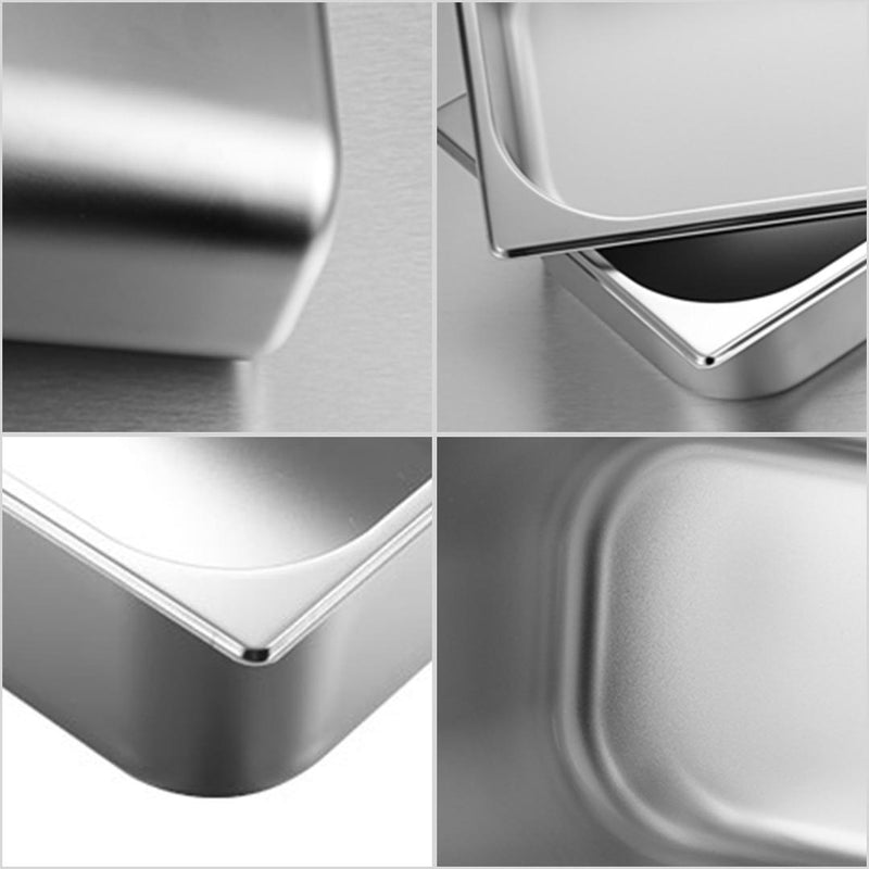 12X Stainless Steel Gastronorm Full Size Pan 1/3 15cm Deep Anti-Jam Stackable