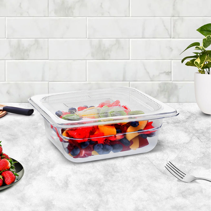 65mm Gastronorm 1/6 Pan Polycarbonate Clear 17.5x16x6.5cm With Lid