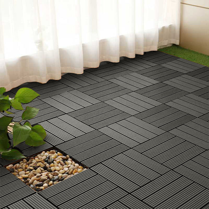 11 pcs Wooden Composite Decking Tiles Grey 30X30cm Outdoor Slip Resistant