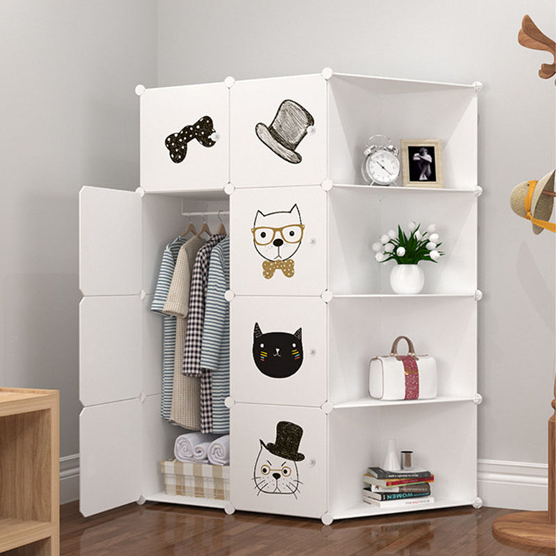 10 Cubes Portable Wardrobe Modular Plastic 110x37x146cm White With Doors