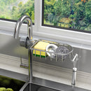 Silver Aluminum Kitchen Sink Organiser Soap Sponge Caddy Rack Storage Drainer