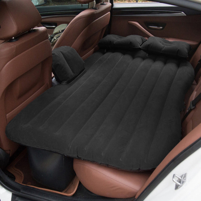 Inflatable Car Mattress PVC Flocked 132x80x10cm Black Includes Pump Pillows