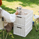 White Foldable 55L Storage Box Crate Stackable Plastic 52.5x35.5cm Home Camping