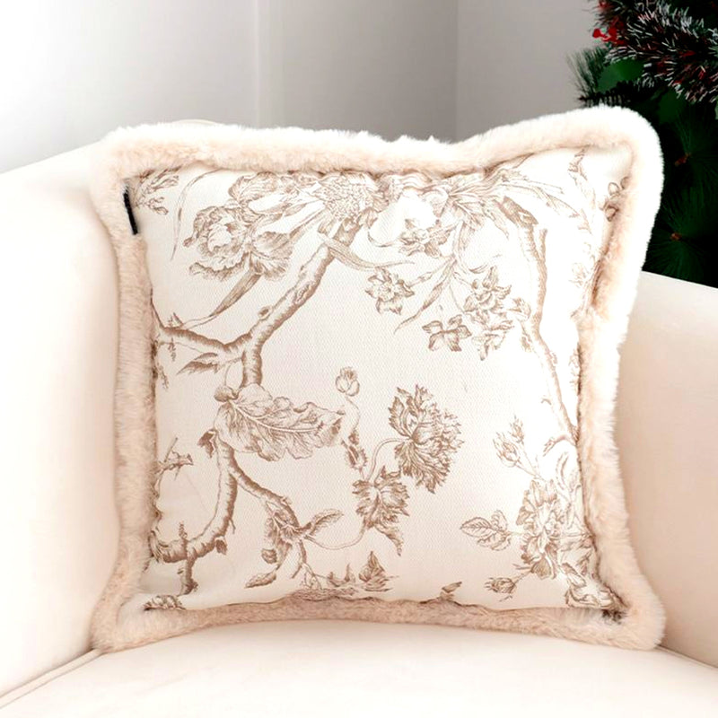 2X 50cm Velvet Plush Tassel Sofa Cushion Light Luxury French Style