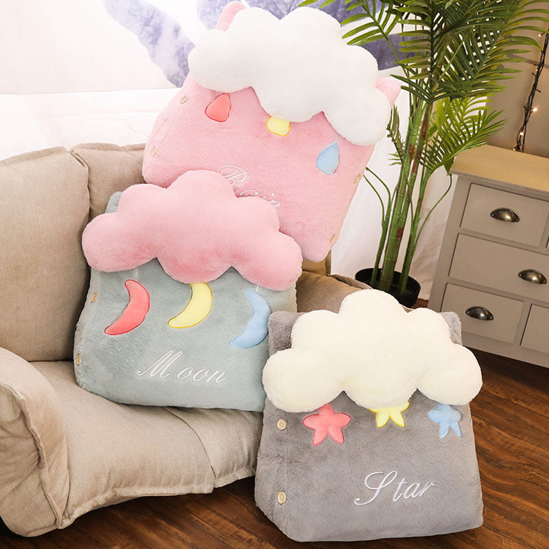 Pink Rain Cloud Cushion Soft Lumbar Wedge Pillow Plush Home Decor 45x25x50cm