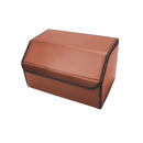 Leather Car Boot Organizer Foldable Storage Box Medium Black Red Stitch