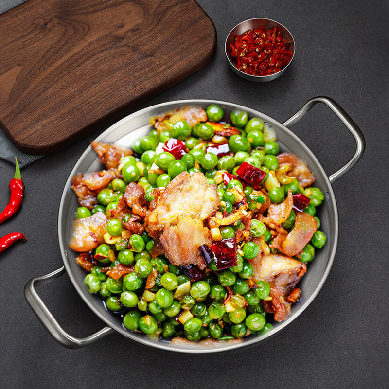 24cm Stainless Steel Dry Pot Silver Ergonomic Handles Even Heat Distribution