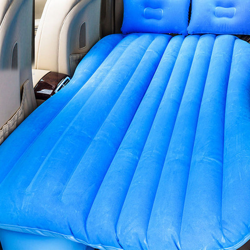 Inflatable Car Mattress Blue Stripe PVC Portable Camping Bed With Pump 132x80cm