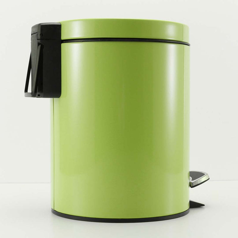4X 12L Round Pedal Bin Stainless Steel Powder Coated Green Removable Inner
