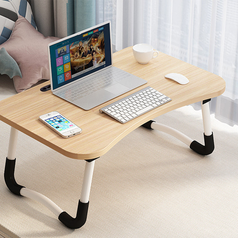 Walnut Foldable Portable Bed Table MDF Aluminum 60x40x28cm Laptop Stand Card Slot