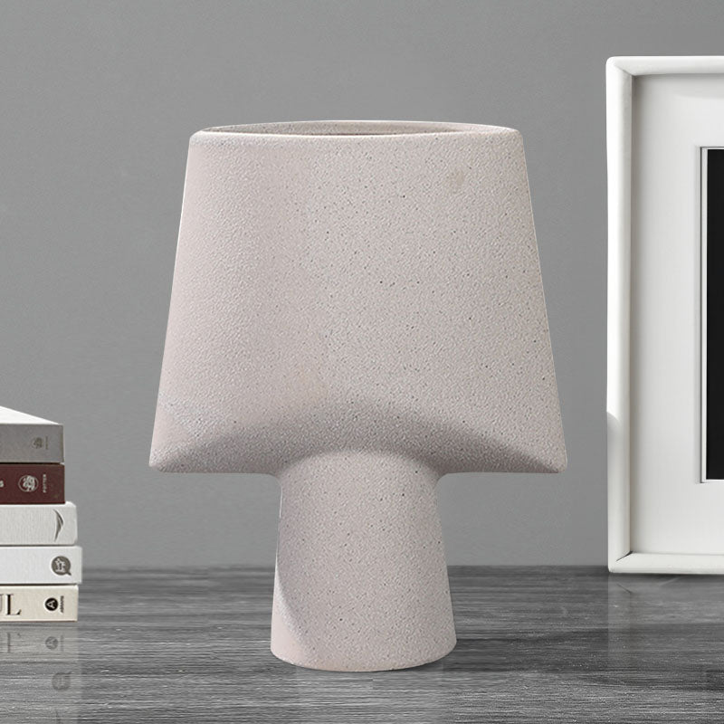 Geometric Ceramic Vase 21x25.5cm Matte Gray Living Room Decor