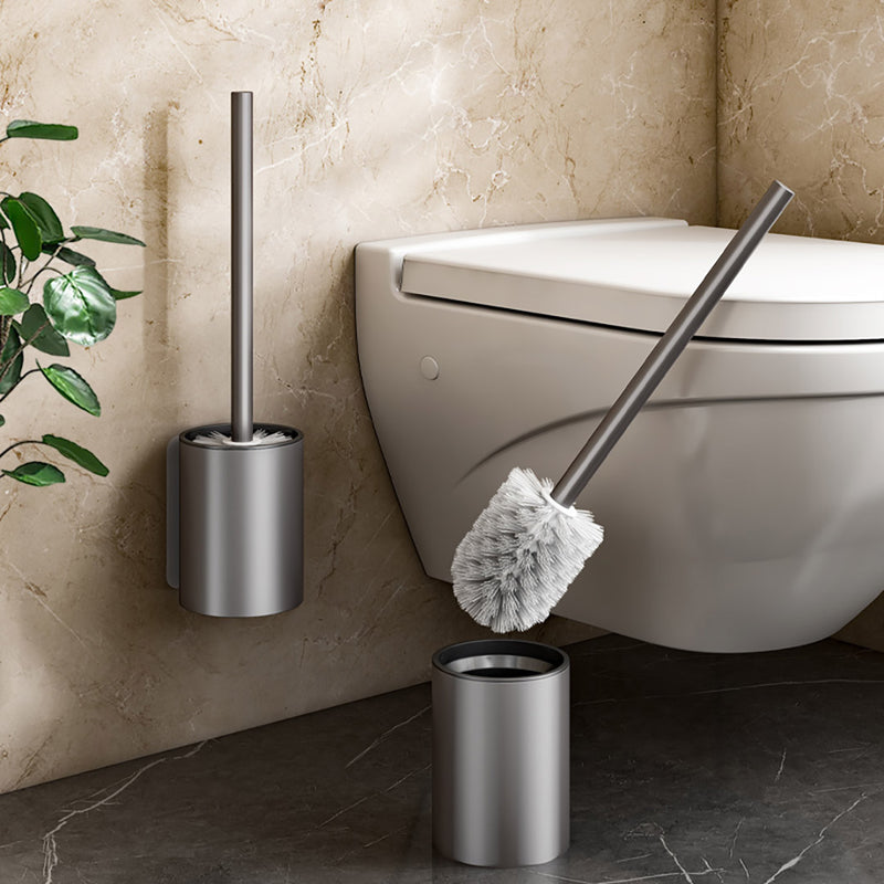 2X Wall Mounted Toilet Brush With Holder Aluminum 27cm Dark Grey Rust Resistant