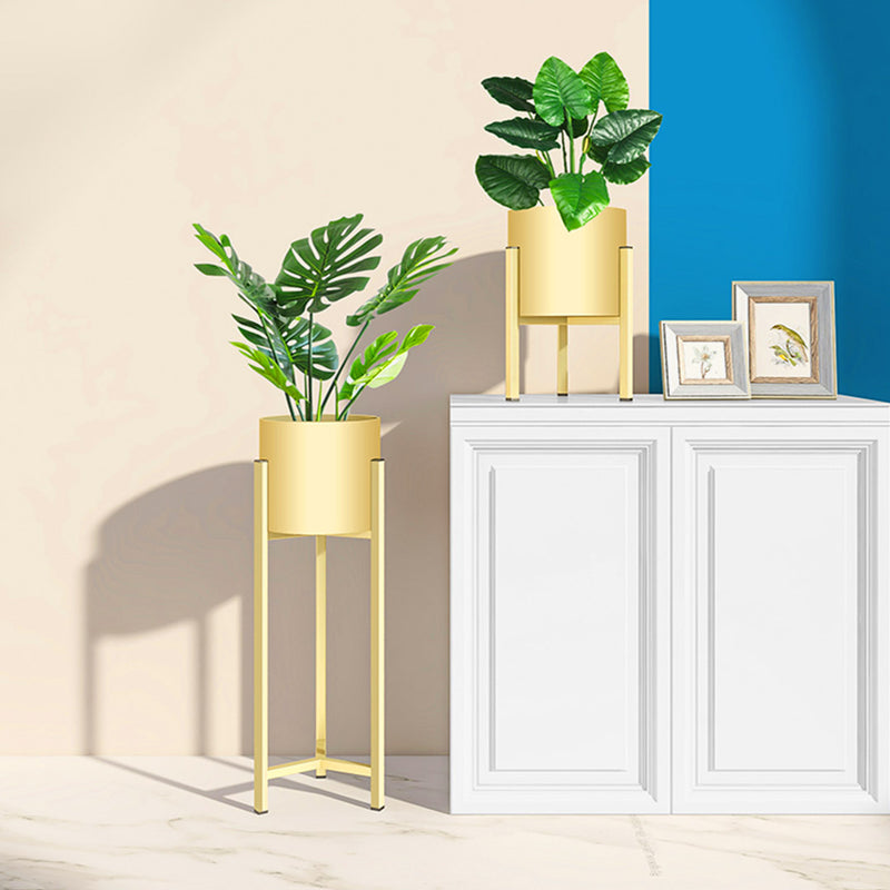 2X 60cm Gold Metal Plant Stand With Enamel Pot Corner Space Saving Indoor