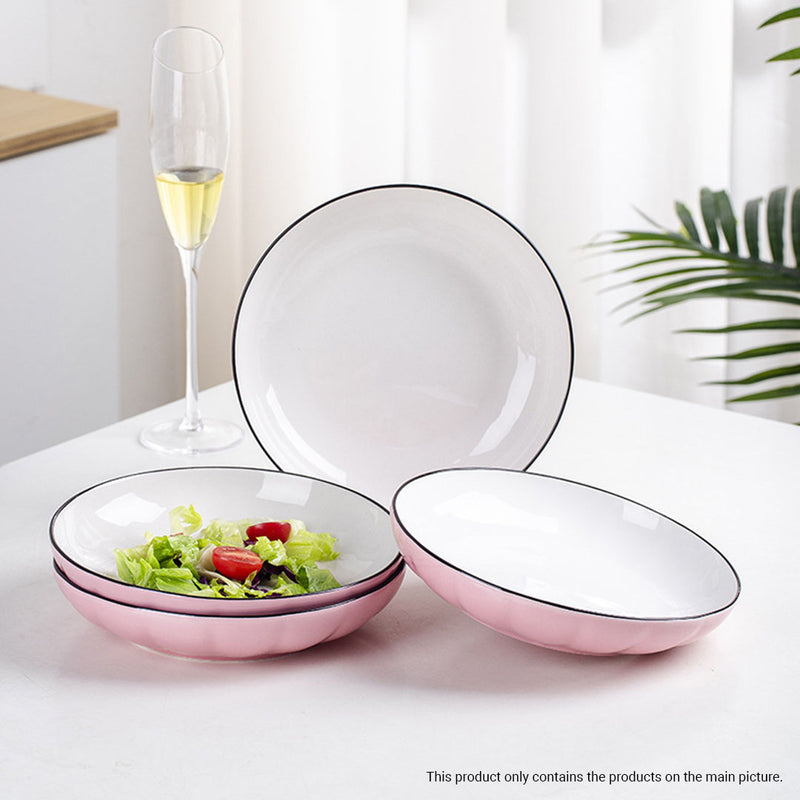 Pink Japanese Ceramic Dinnerware 4.5 Inch Bowl 7.5 Inch Plate Stackable Set of 10