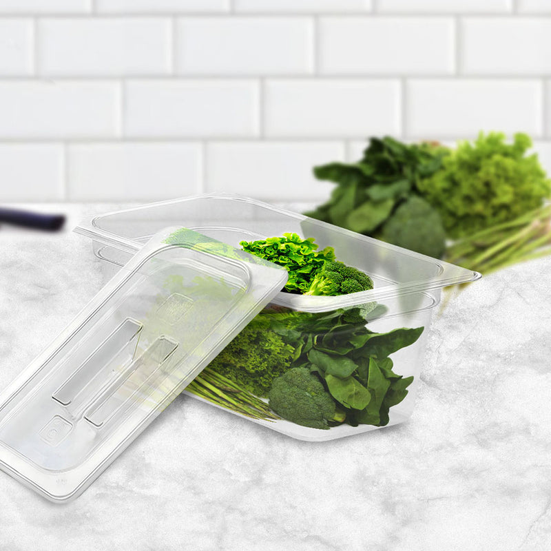 Polycarbonate 100mm Gastronorm GN Pan 1/3 Food Tray Set of 6 With Lids