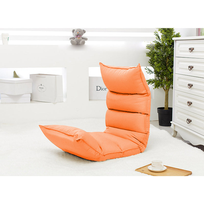 Foldable Suede Floor Sofa Bed Recliner Chair 5 Angles Orange 130cm