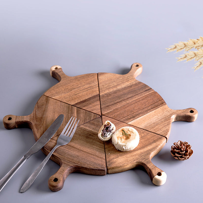 2X Acacia Wood Pizza Server Round Food Tray Cutting Board Brown Home Decor