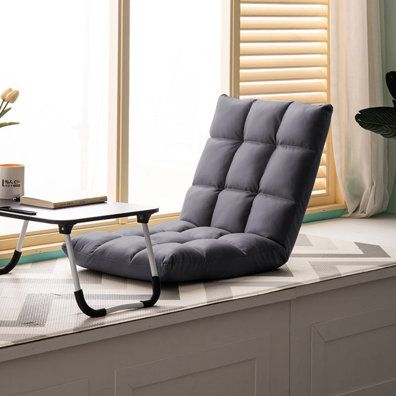 5 Position Adjustable Floor Recliner Air Leather 106x46x10cm Grey Foldable Seat