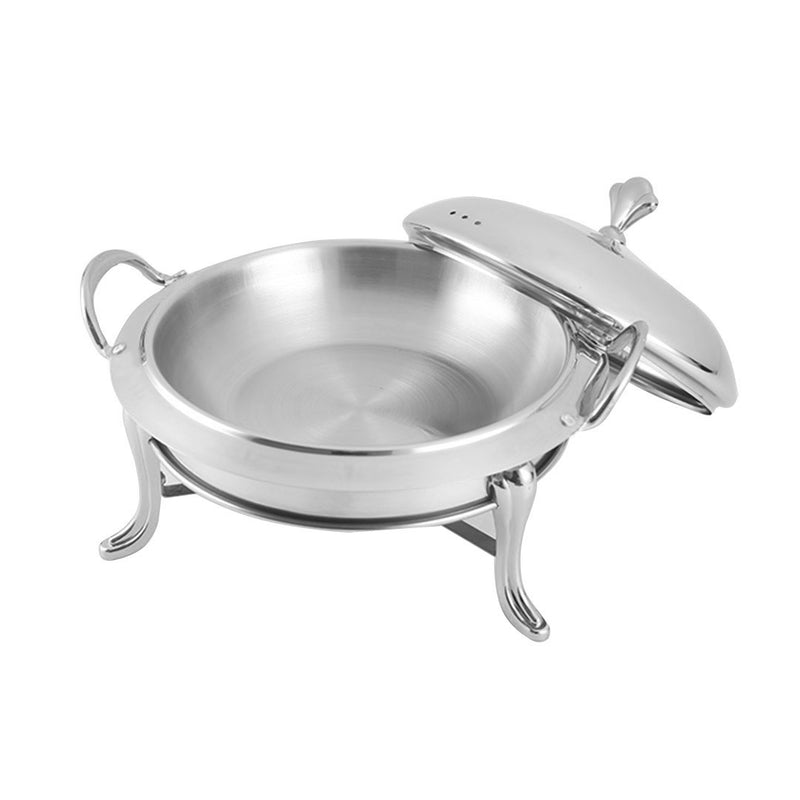 Round Stainless Steel Chafing Dish 3L Glass Top Lid Buffet Warmer