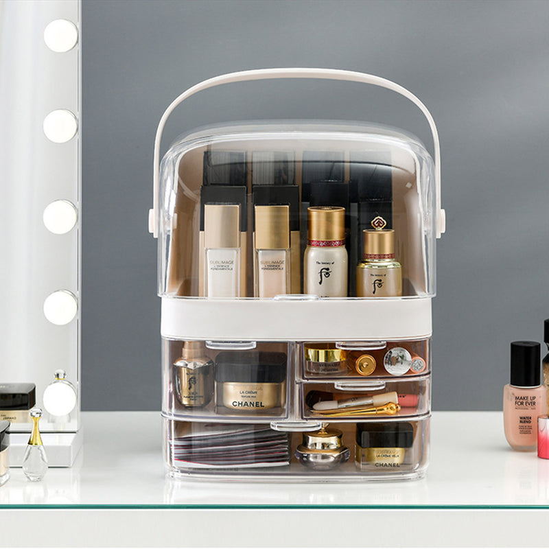 2X 3 Tier White Makeup Cosmetic Storage Organizer ABS Holder with Handle