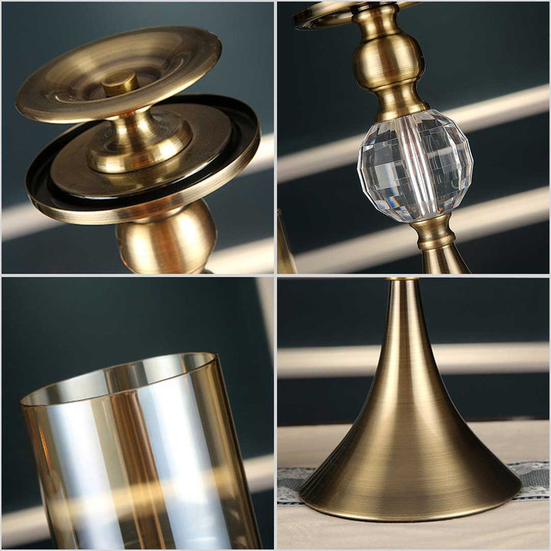 2X Glass Metal Candle Holder Stand 43cm Home Wedding Decoration