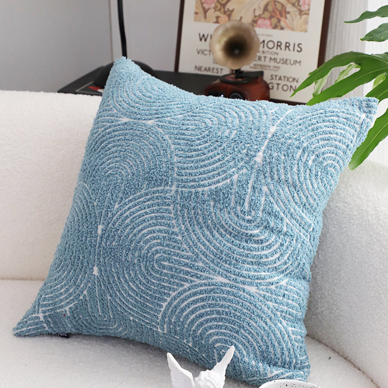 2X Blue Geometric Corded Throw Pillow Polyester Cotton 50cm Indoor Outdoor