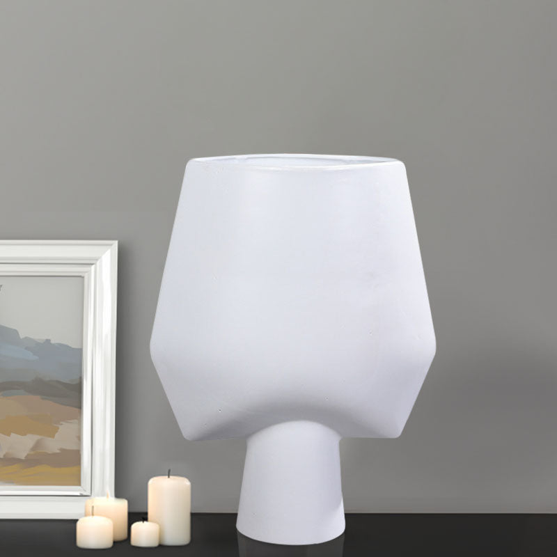 White 33x43cm Handcrafted Ceramic Square Vase Modern Abstract Home Decor