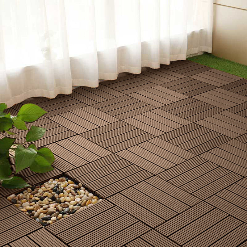 2X 11 Pcs Wooden Composite Decking Tiles Dark Chocolate 30x30x2.2cm Interlocking