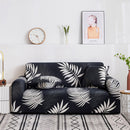 1-Seater Sofa Cover Leaf Design Stretch Slipcover Protector Dark Blue 90-140cm