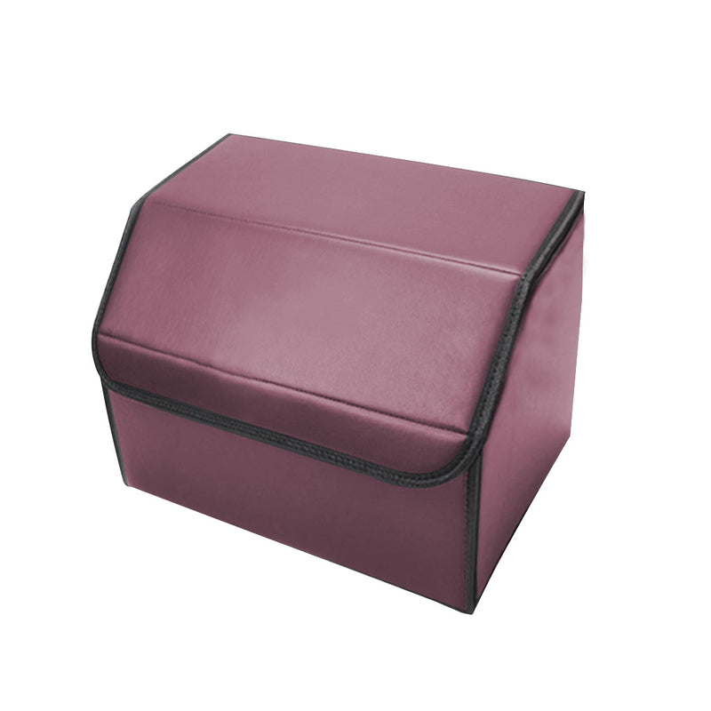 Leather Car Boot Organizer Small Red Foldable Portable Storage Box 30x30x30cm