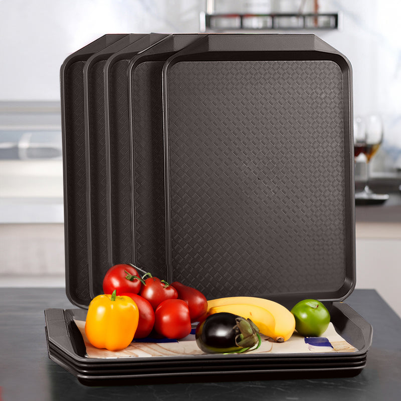 Rectangular Pvc Serving Trays 43.5x30x2.8cm Durable Stackable Coffee Set of 5