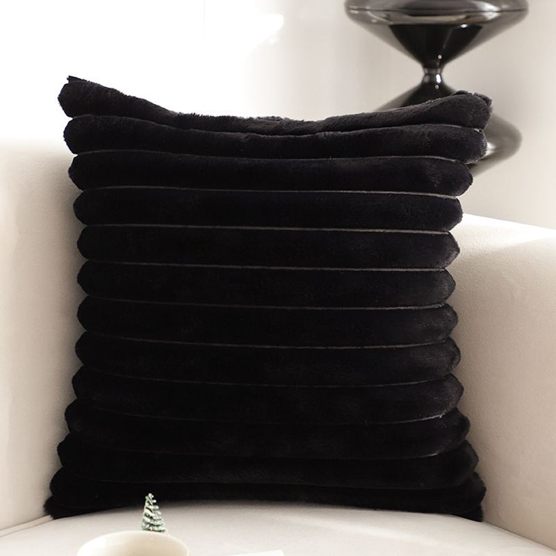 45x45 Cm Velvet Throw Pillow Fringed Raised Pattern Medieval Style Black