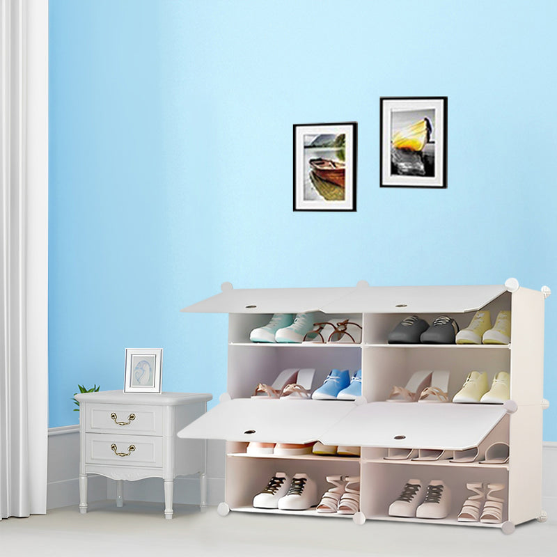 4 Tier Shoe Rack Organizer Polypropylene Stackable 85x32x65.5cm White