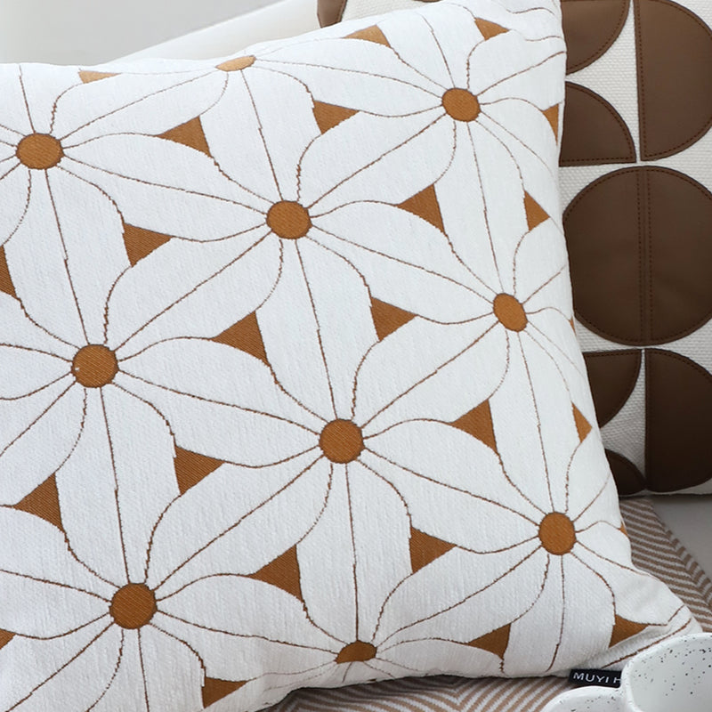 2X Throw Pillow Polyester Cotton 50x50x18cm Thick White Brown