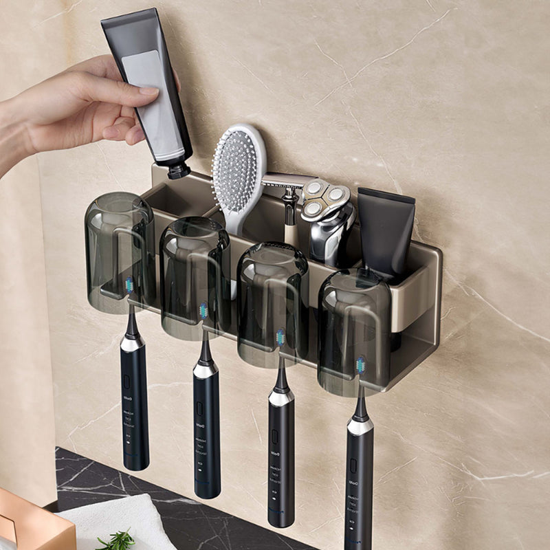 2X 27cm Aluminum Wall Mounted Bathroom Storage Rack Gray Adhesive Waterproof