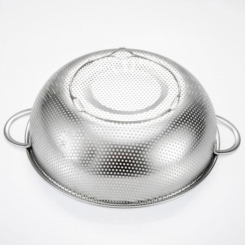 Stainless Steel Perforated Colander Set 19.5cm 22.5cm 25.5cm 2 Handle Fine Holes