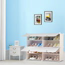4 Tier 2 Column White Shoe Rack Organizer Durable Space Saving with Cover