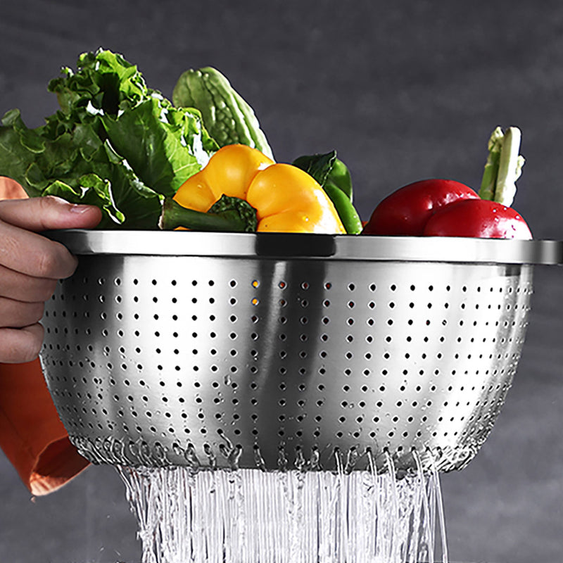 Stainless Steel Nesting Colander Perforated Kitchen Strainer Bowl Set of 3
