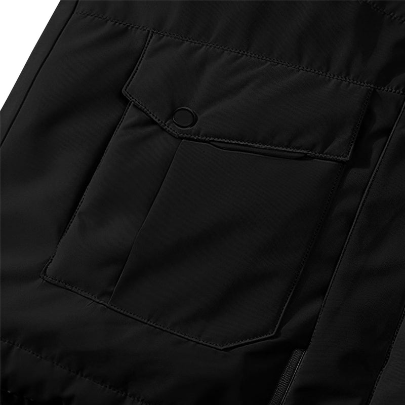 3XL Black Fur Hooded Quilted Duck Down Puffer Jacket Polyester