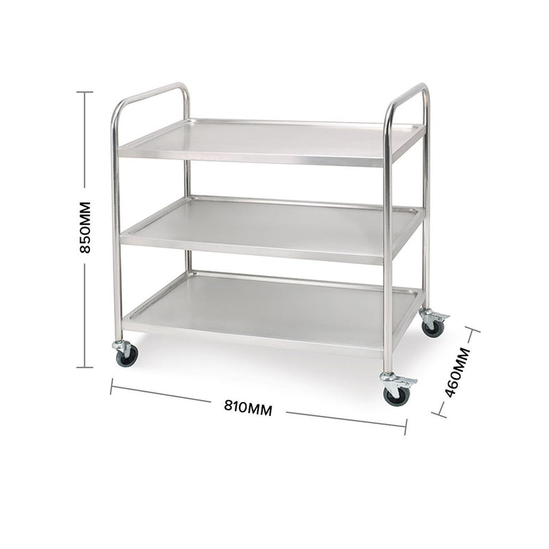 2X 3 Tier Stainless Steel Kitchen Dining Trolley Utility Cart With Wheels