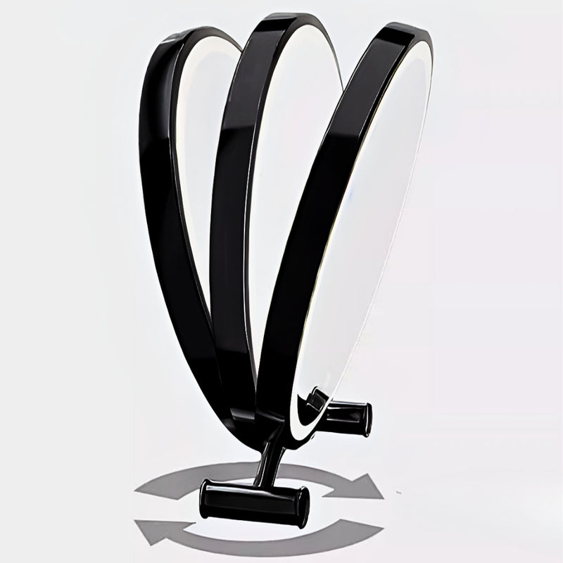 40cm Diameter Black Cat Ear Table Mirror Smart Makeup Bedroom No Led