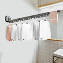 Wall Mounted Clothing Dry Rack Aluminum Alloy Retractable Foldable Gray 127cm