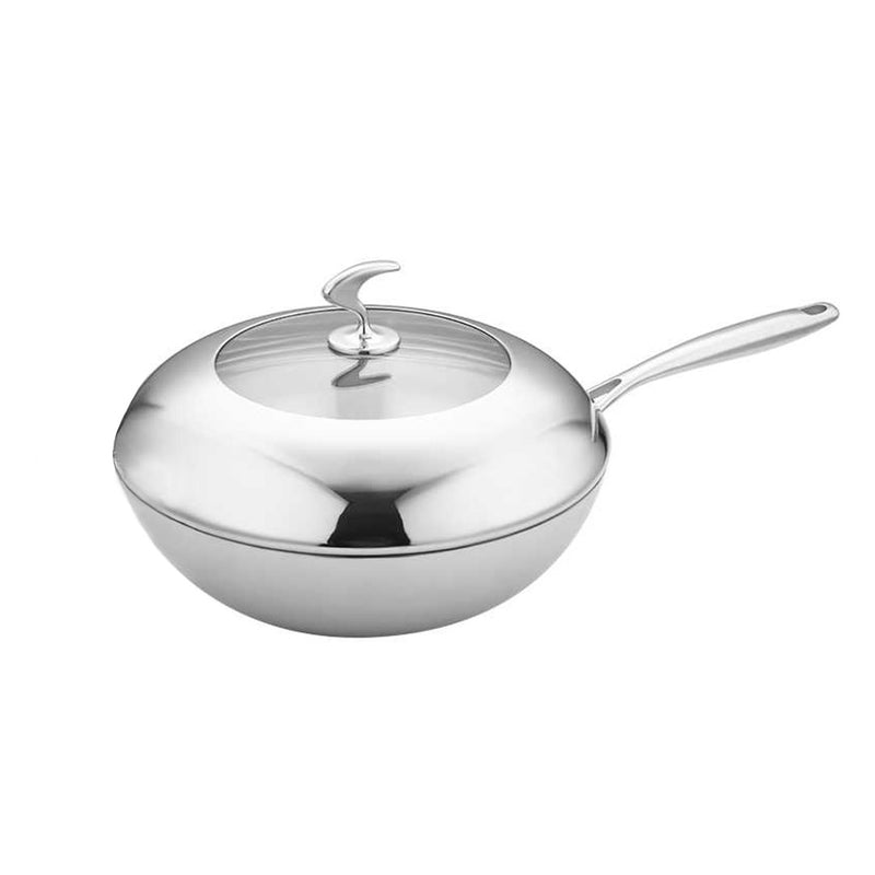 Stainless Steel Non-stick Frying Pan 30cm With Lid Ergonomic Handle Dishwasher Safe