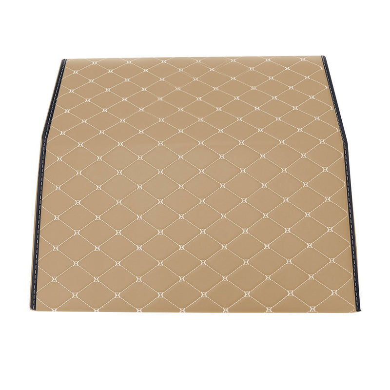 Leather Car Boot Organizer Box Medium Collapsible Foldable Beige Gold Stitch