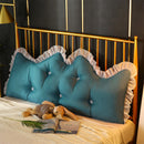 120cm Princess Pillow Headboard Blue Green Polyester Ruffle Lace Backrest Decor