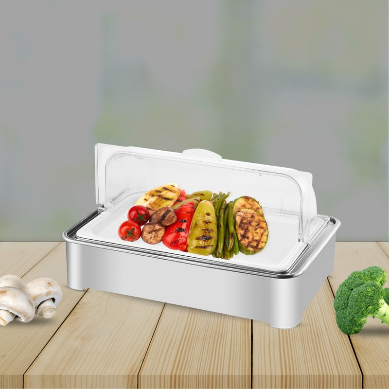 Ceramic Chafing Dish 59x38.5x14cm 9L Silver With Stainless Stand