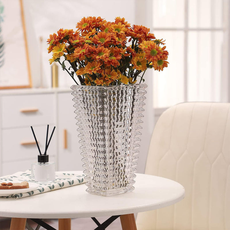 Handcrafted Clear Glass Vase 22.5cm Tall Slim Classic
