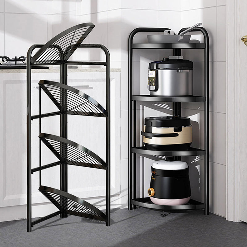2X 4 Tier Carbon Steel Corner Shelves Black Portable Storage Organizer